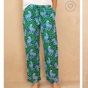 Printfresh Green Jade Tiger Queen Print Pajama Pants size Large Tall